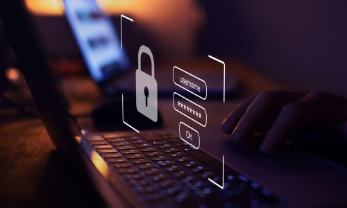 user typing login and password, cyber security concept, data protection and secured internet access, cybersecurity